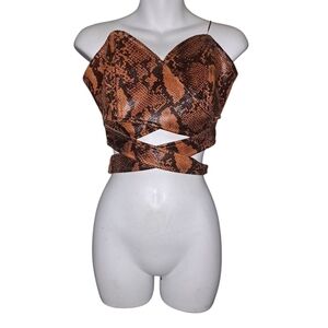 Brown Snake Print Women's Top